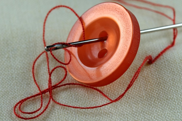 zbliżenie igły i nici